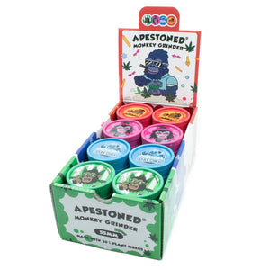 Apestoned Monkey Grinder – 4 Themed Designs (Green, Blue, Red, Pink) Display of 24pcs