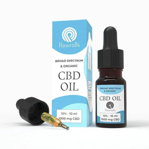 Broad spectrum CBD oil 10ml bottle with dropper and product box, 1000mg CBD