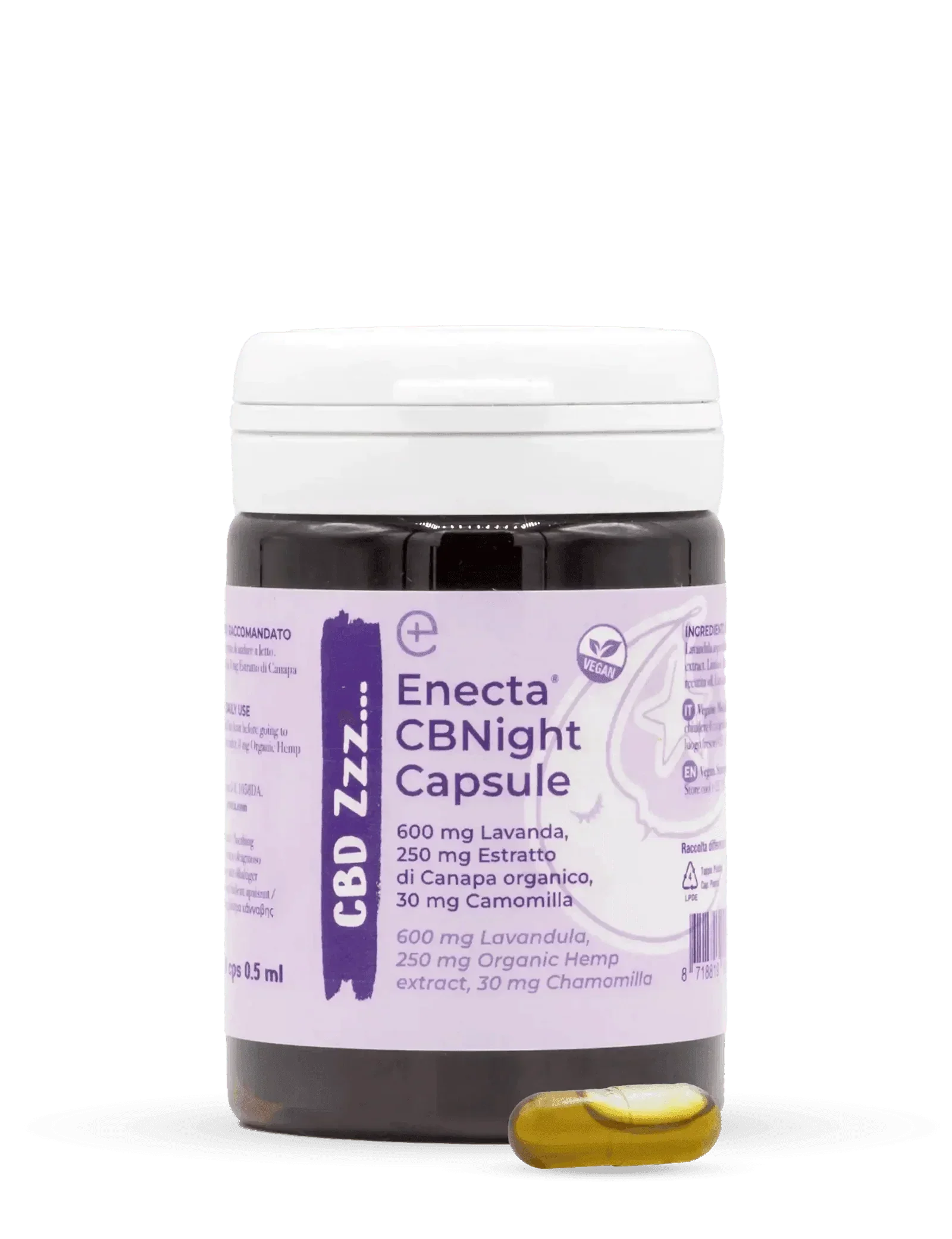 CBNight Sleep Capsules with visible capsule