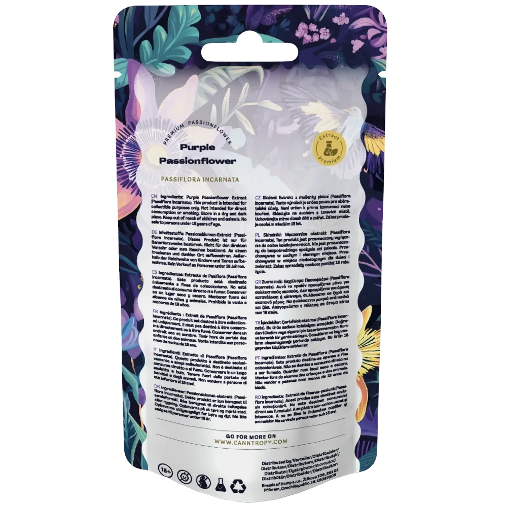 Canntropy Purple Passionflower Extract – 5% Flavonoids (Passiflora incarnata) – 10g / 25g - back