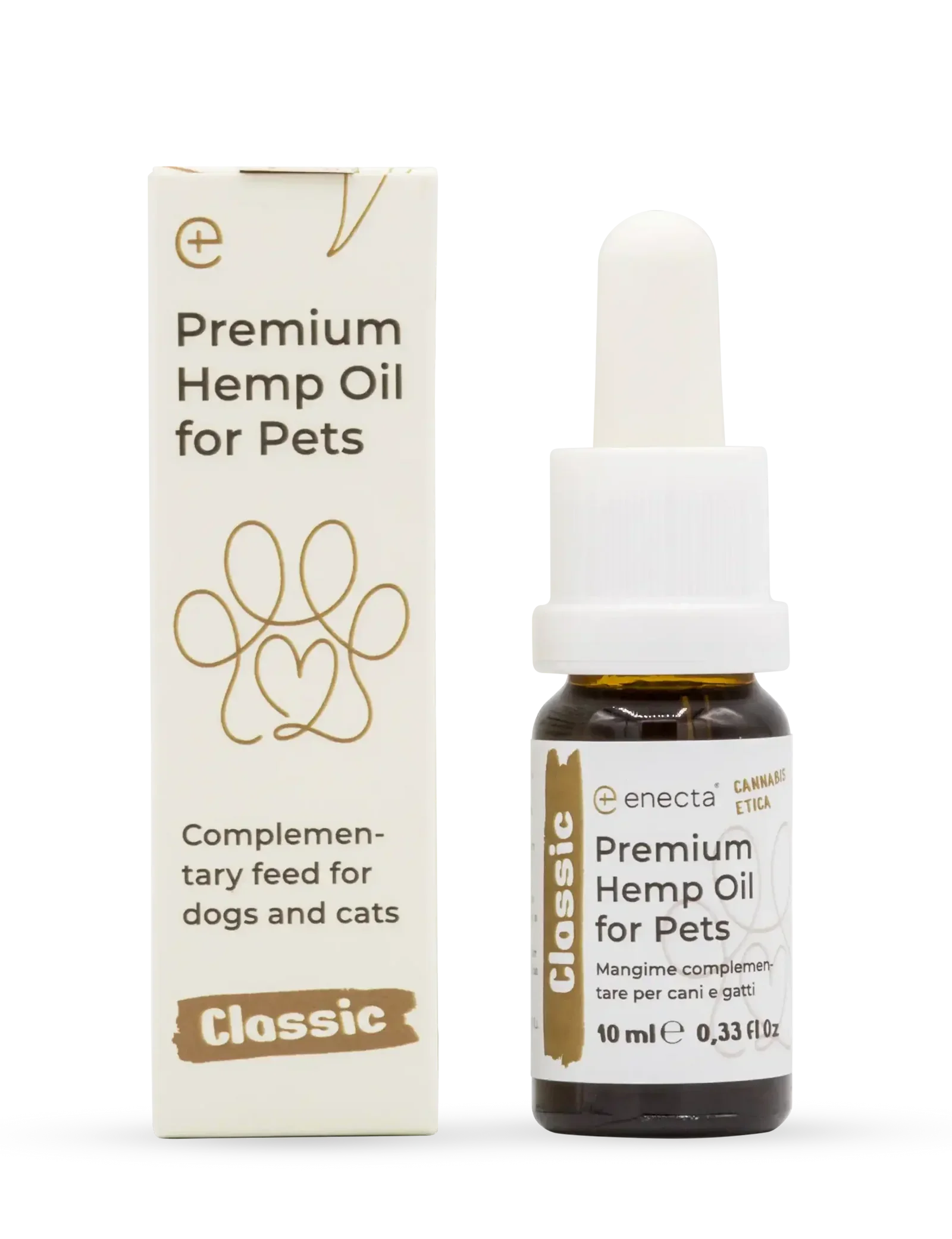 Enecta Premium Hemp Oil for Pets bottle and packaging from Cannabis Clinics Malta