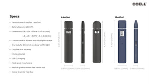 CCELL® Flex empty disposable - 0.5ml, 1ml, 1.5ml, and 2ml capacities specs