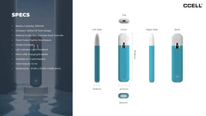 CCELL Listo 1ml - Black - (Empty) Ready To Fill Vape Pen specs