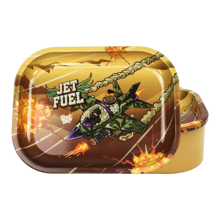 Best Buds Tin Box Rolling Tray with Storage – Jet Fuel - Tray View