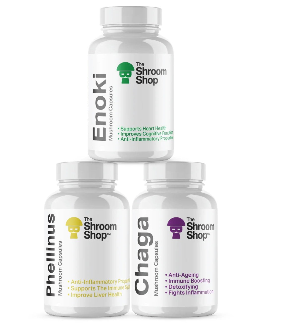 Mushroom Supplement bundle - Organ Support Bundle Cannabis Clinics - Chaga, Enoki, Phellinus