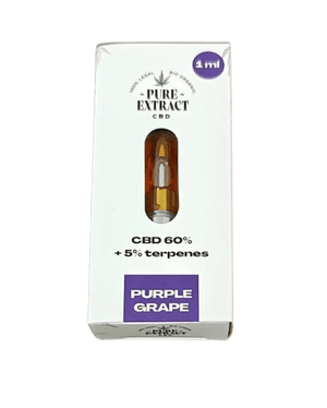CBD cartridge - 60% CBD - 5% Terpenes - Purple Grape 1ml no background