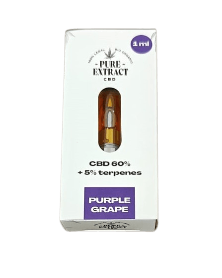 CBD cartridge - 60% CBD - 5% Terpenes - Purple Grape 1ml no background