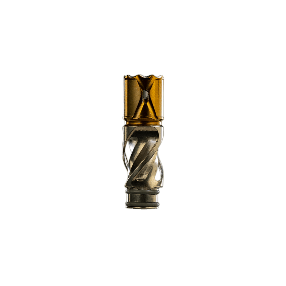 DynaVap Helix Titanium Tip with triple-helix airflow design and gold-treated titanium chamber