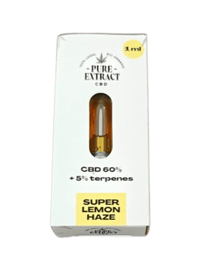 CBD cartridge - 60% CBD - 5% Terpenes - Super Lemon Haze 1ml no background