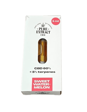 CBD cartridge - 60% CBD - 5% Terpenes - Sweet Watermelon 1ml no background