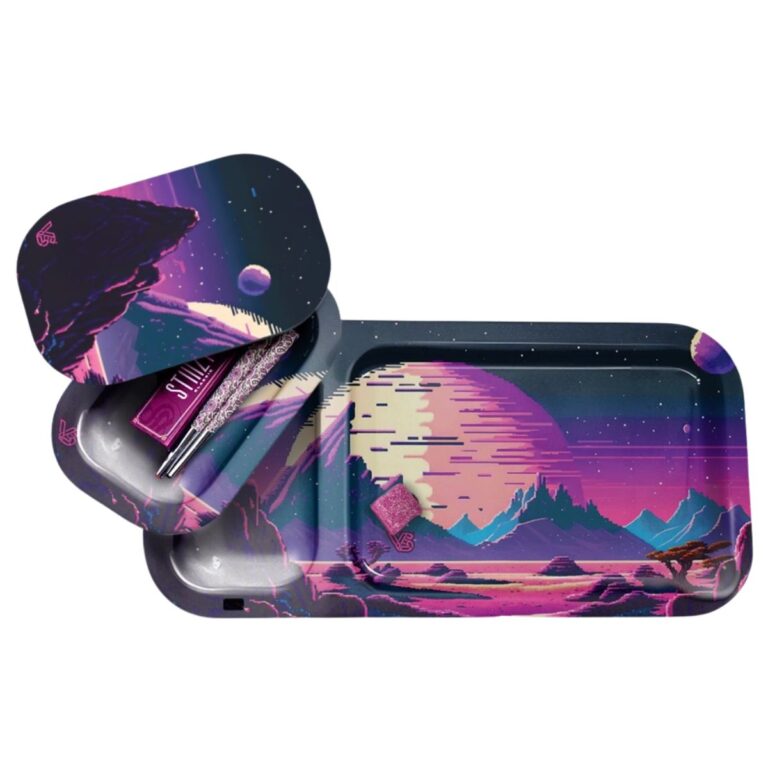 V-Syndicate Duotray Game Over metal rolling tray with removable stash tray and lid