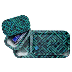V-Syndicate Duotray Stacked metal rolling tray with removable stash tray