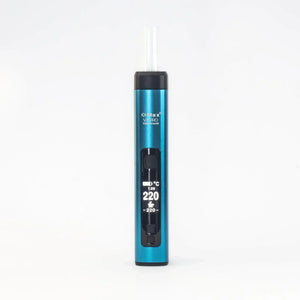 Portable dry herb vaporizer with digital display for cannabis products on white background