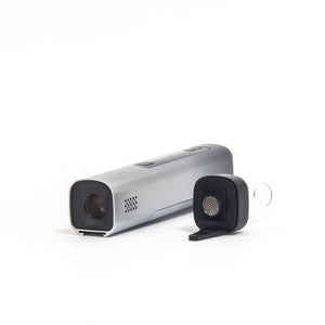 Portable dry herb vaporizer with removable mouthpiece on white background