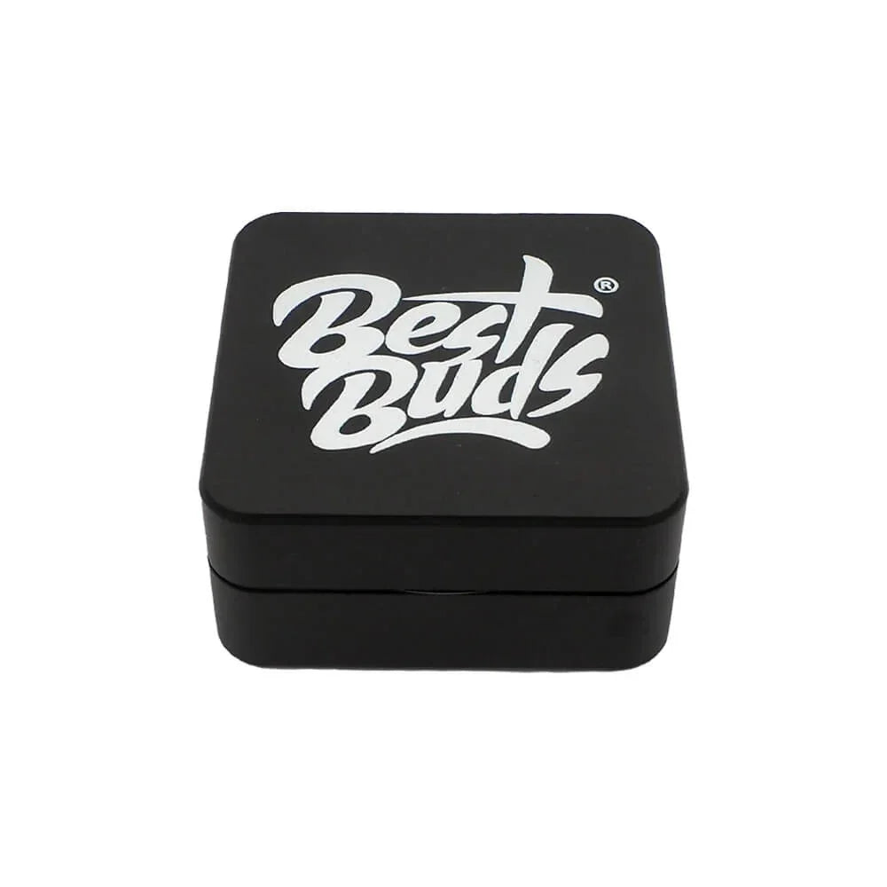 Best Buds Flat Square Aluminium Grinder – Onyx – 2-Part – 50 mm closed
