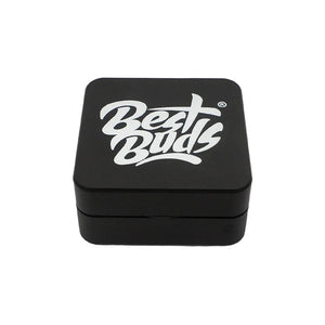 Best Buds Flat Square Aluminium Grinder – Onyx – 2-Part – 50 mm closed