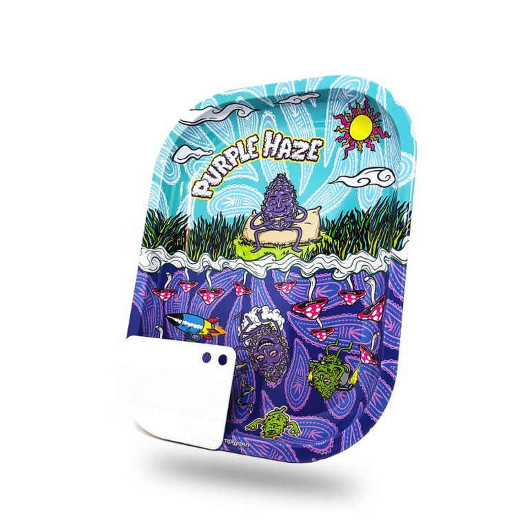 Best Buds Purple Haze small metal rolling tray with magnetic grinder card 14x18cm Malta