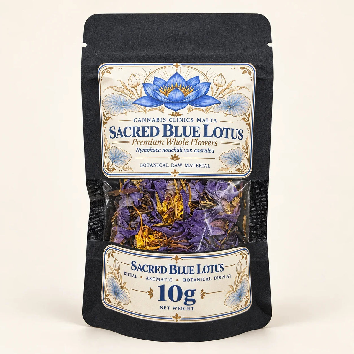 10g Sacred Blue Lotus whole flowers pouch by Cannabis Clinics Malta
