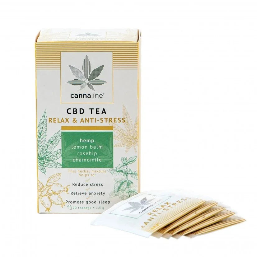 CBD Tea Relax Anti Stress 30g herbal hemp tea with chamomile and lemon balm Cannaline Malta