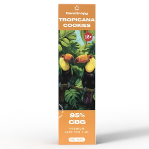 Canntropy Tropicana Cookies CBG Vape Pen 95 percent CBG disposable vape packaging