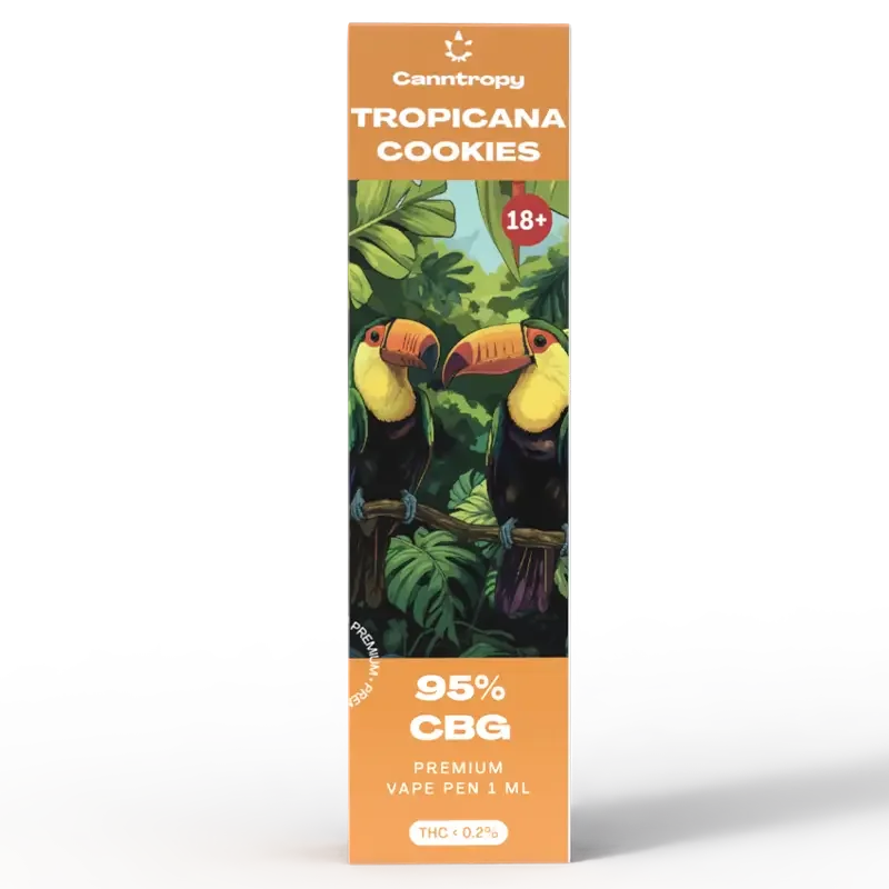 Canntropy Tropicana Cookies CBG Vape Pen 95 percent CBG disposable vape packaging