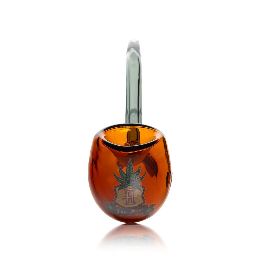 Das Boot Sherlock Pipe – Amber & Black Glass Hand Pipe front image
