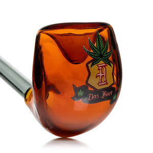 Das Boot Sherlock Pipe – Amber & Black Glass Hand Pipe close up of image