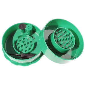 GrinderVac Solid Airtight – 2-Part Grinder & Herb Storage – Green open