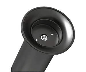 Close-up of a black butane torch lighter nozzle, cannabis accessory for smoking.