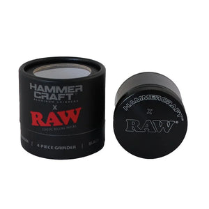 RAW Hammer Craft Medium Aluminium Grinder – Black (4-Part, 55mm) closed