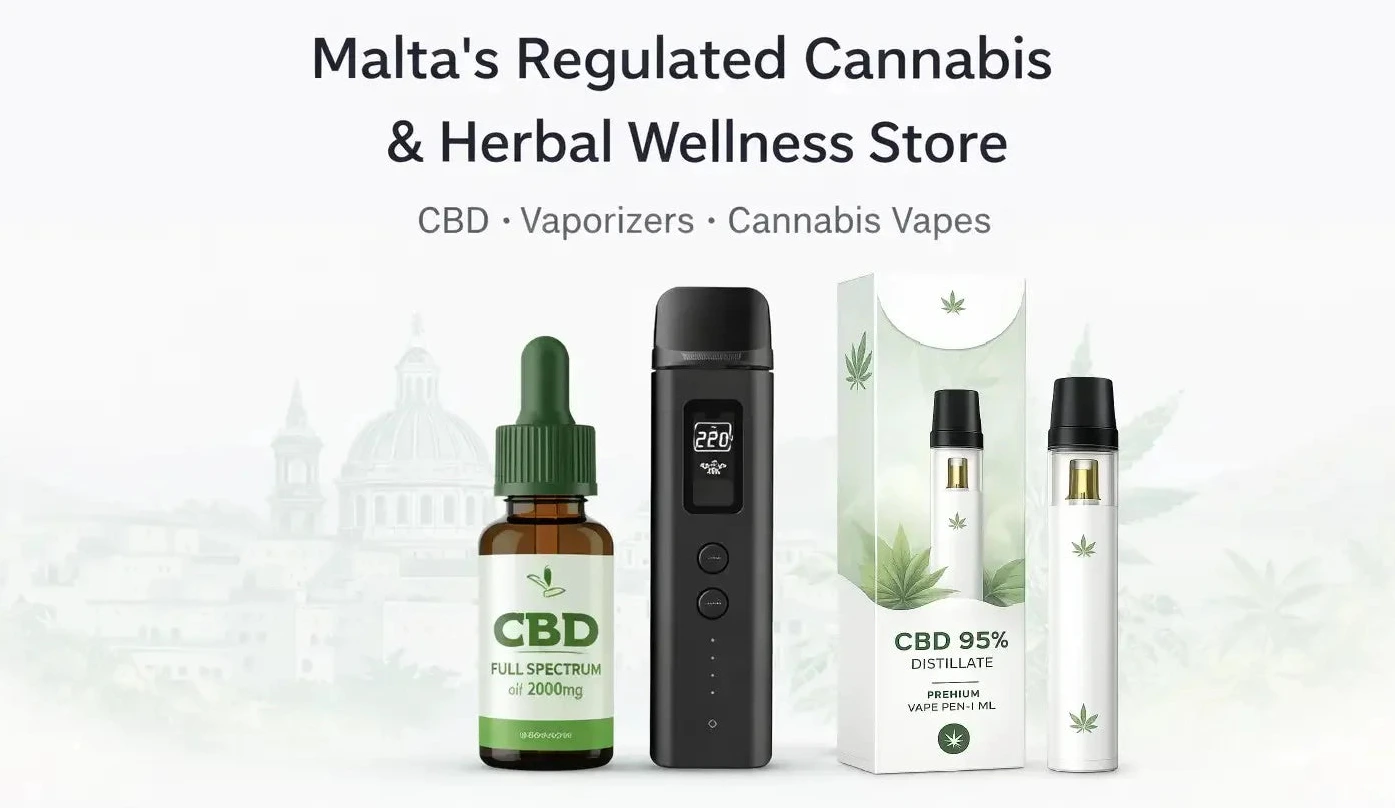 Malta regulated cannabis and CBD store offering lab-tested CBD oil, dry herb vaporizers and premium cannabis vapes