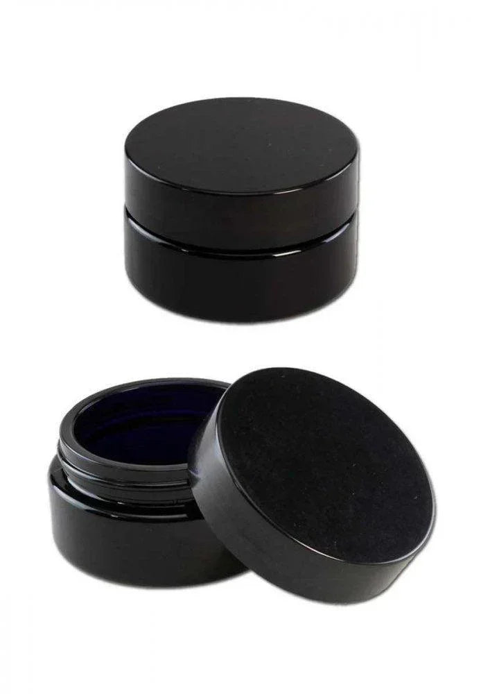 Empty 50ml violet glass cosmetic jar with screw lid for creams or wellness products