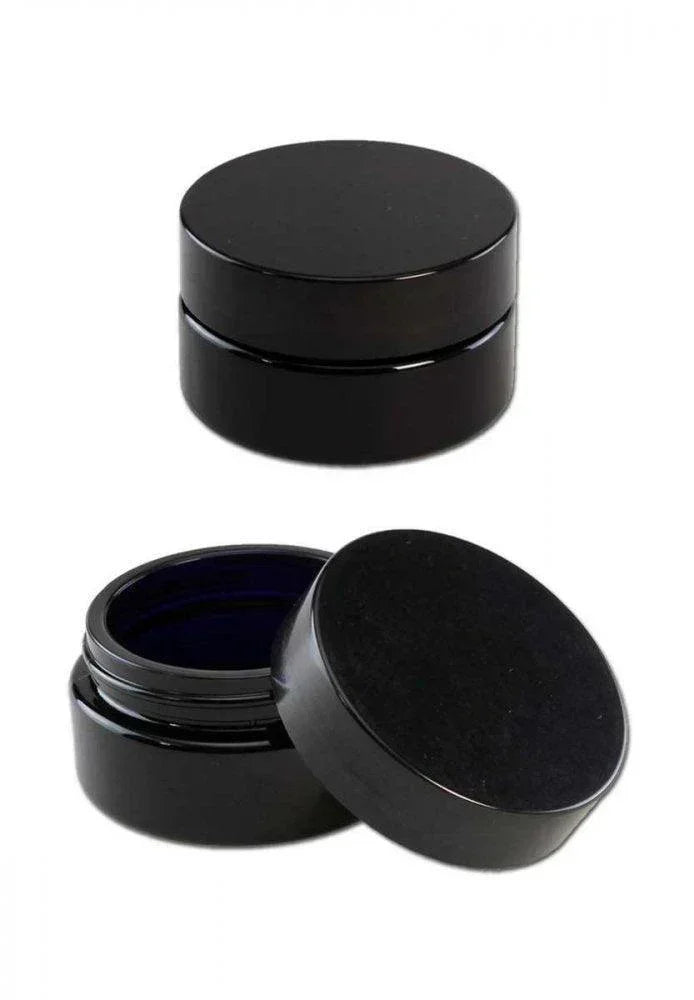 Empty 50ml violet glass cosmetic jar with screw lid for creams or wellness products