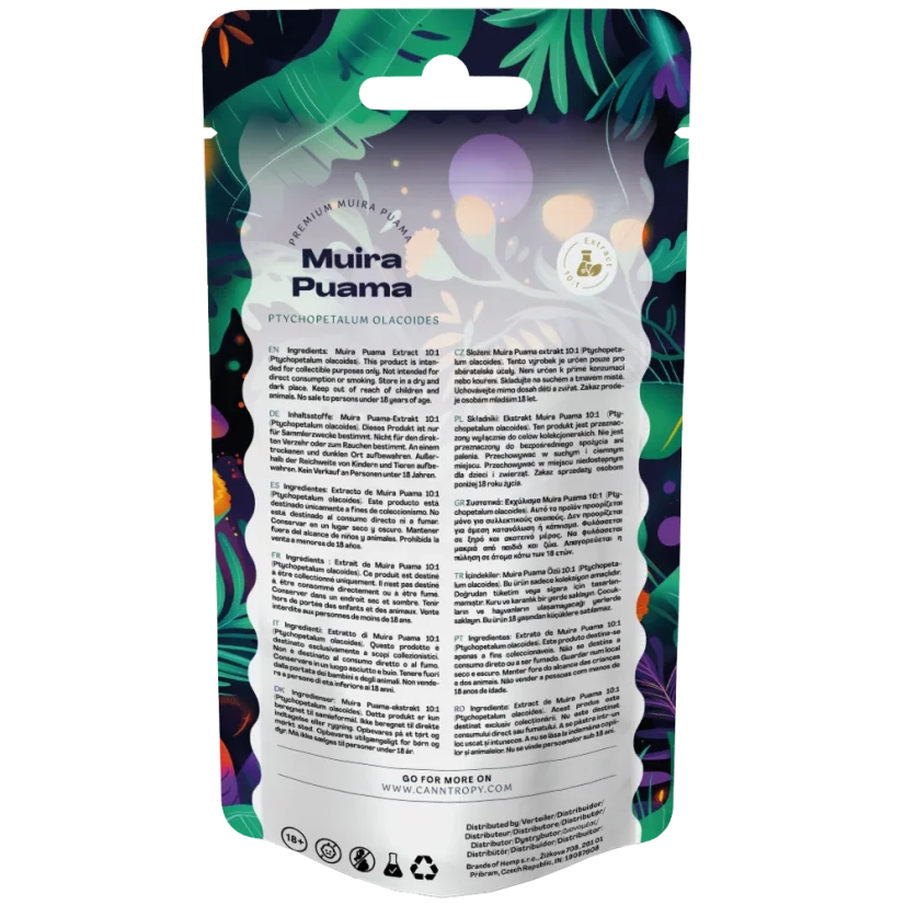 Muira Puama Extract 10:1 (Ptychopetalum olacoides) – 10 g / 25 g - Back of pouch - At Cannabis Clinics Malta