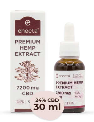 Premium hemp extract CBD oil 7200mg 24%, 30ml dropper bottle and packaging