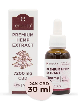 Premium hemp extract CBD oil 7200mg 24%, 30ml dropper bottle and packaging