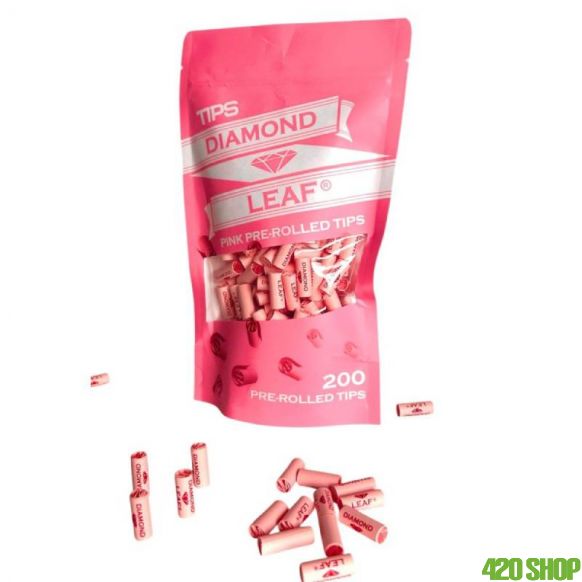 Diamond Leaf Pink Pre-Rolled Filter Tips 200 Pack 7mm Cardboard Rolling Filters Malta