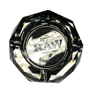 RAW dark side ashtray thick glass heavy premium ashtray close up RAW logo