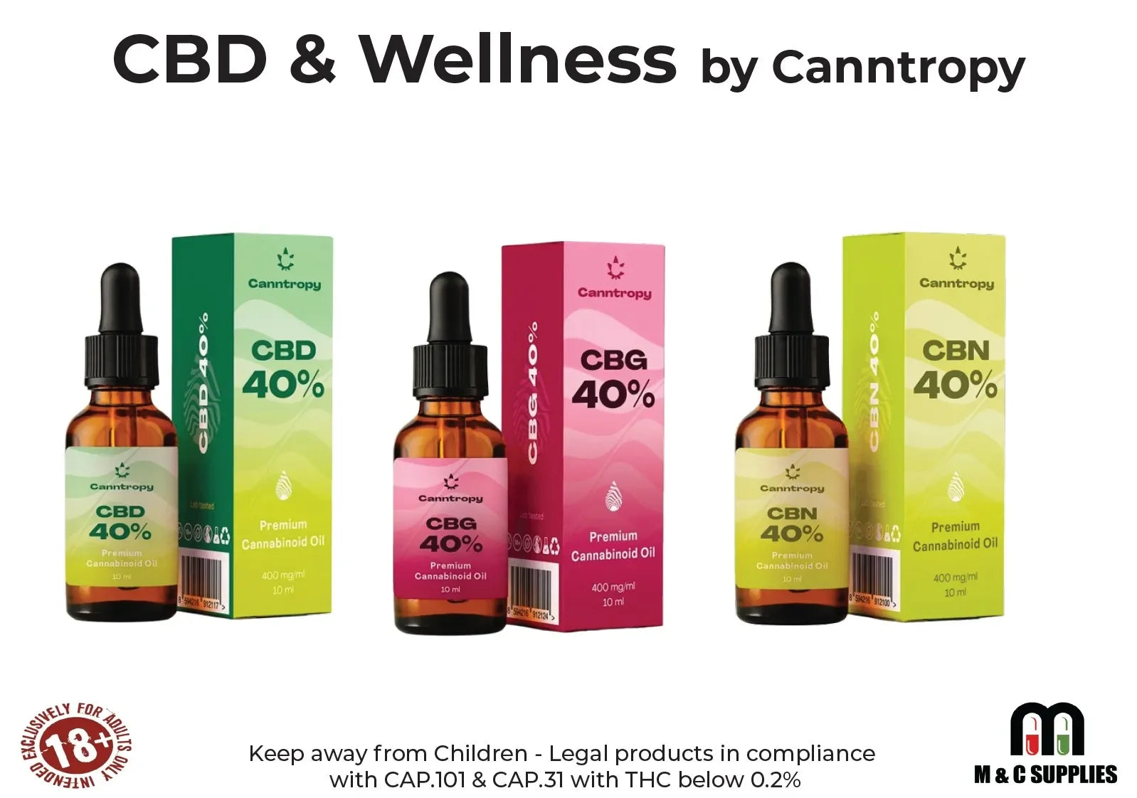 Canntropy 40% CBD, CBG and CBN oils now at Cannabis Clinics Malta