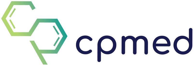 Green hexagon molecule logo with text 'cpmed', symbolizing cannabis wellness.