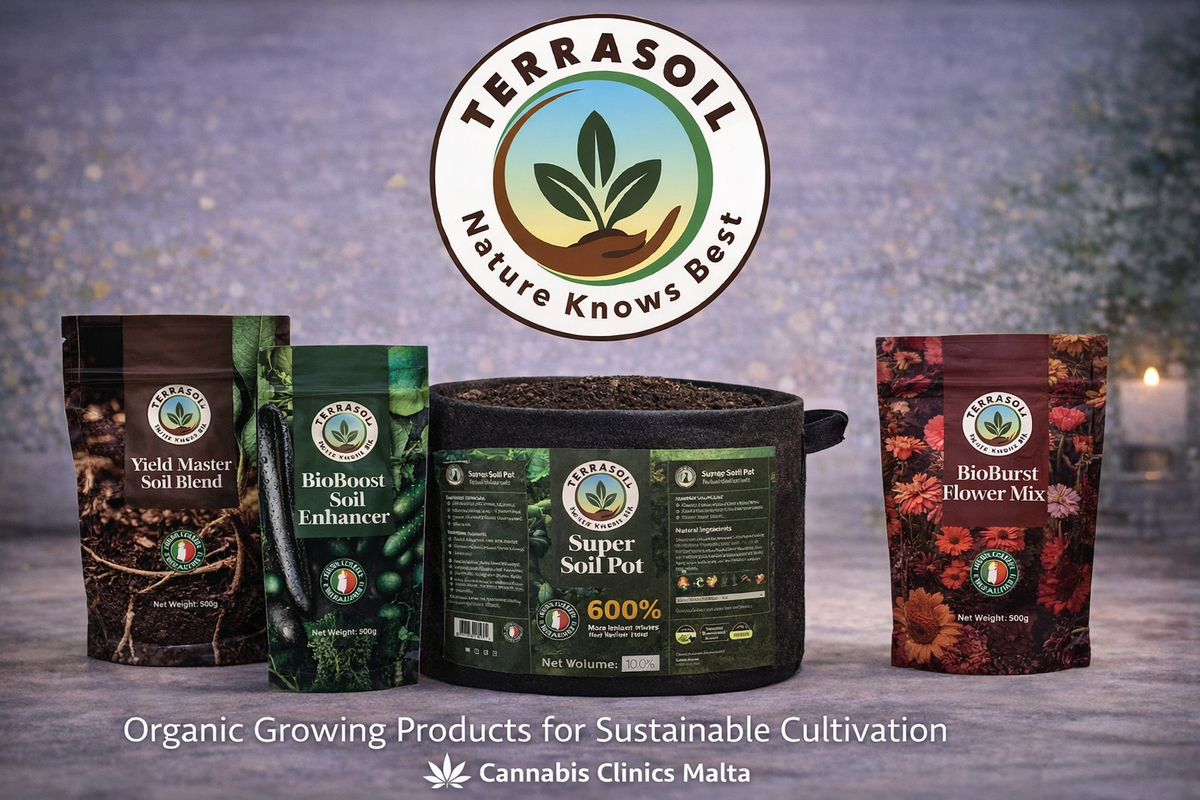 Organic soil blends, soil enhancer, flower mix, and fabric pot for sustainable growing.