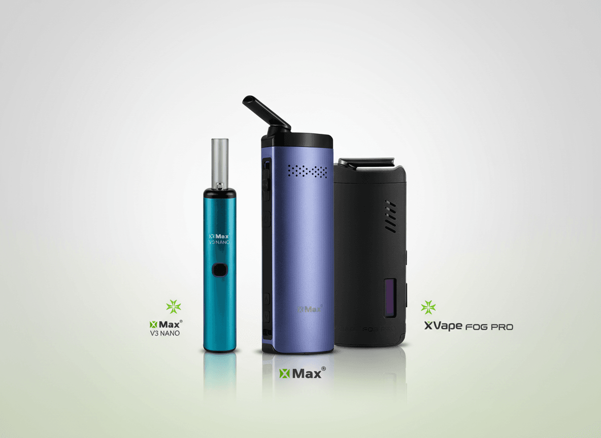  XMax  XVape brand category, featuring the actual product images you provided (V3 Nano blue, Starry 4 Very Peri, and Fog Pro black) at Cannabis Clinics Malta