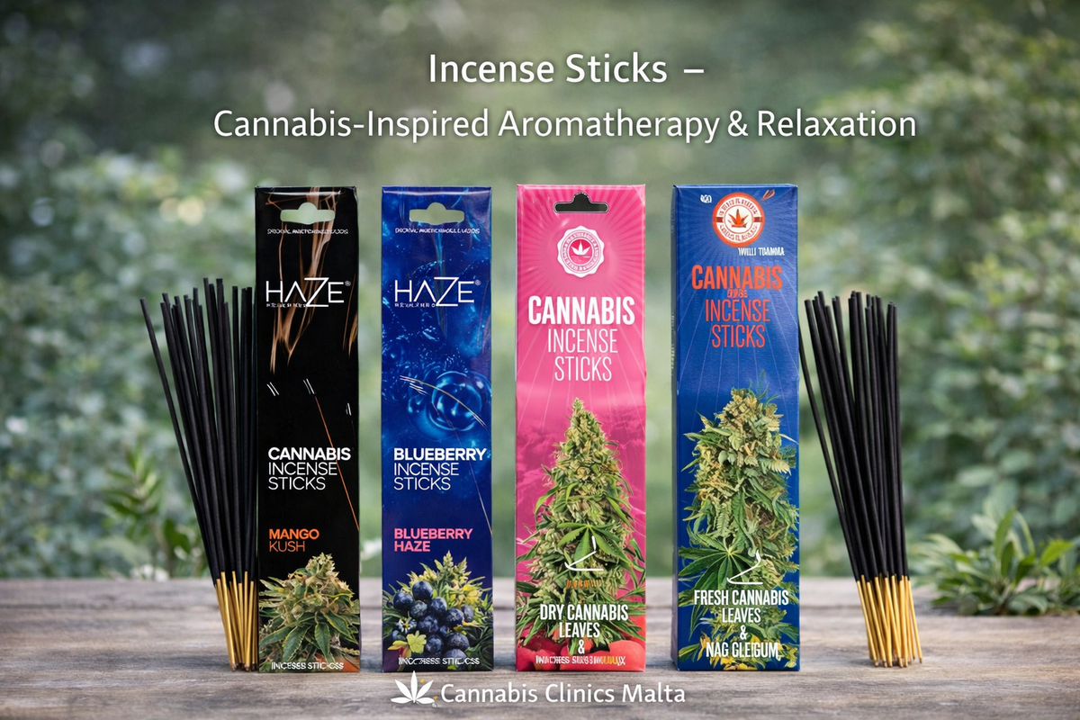 Cannabis-inspired incense sticks in assorted packages for aromatherapy and relaxation