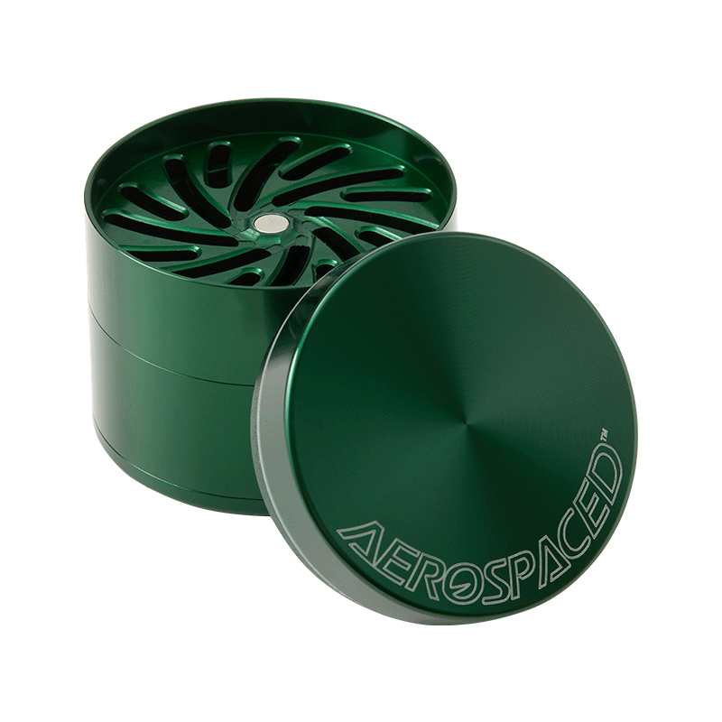 Grinder Aerospaced Toothless (4 part) 63 mm - Green - D Vape Store