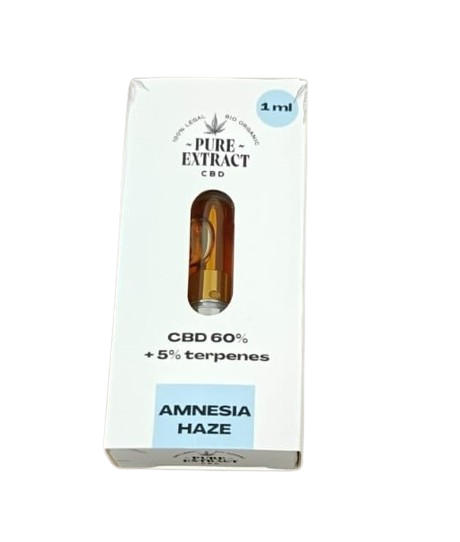 CBD cartridge - 60% CBD - 5% Terpenes - Amnesia Haze 1ml no background