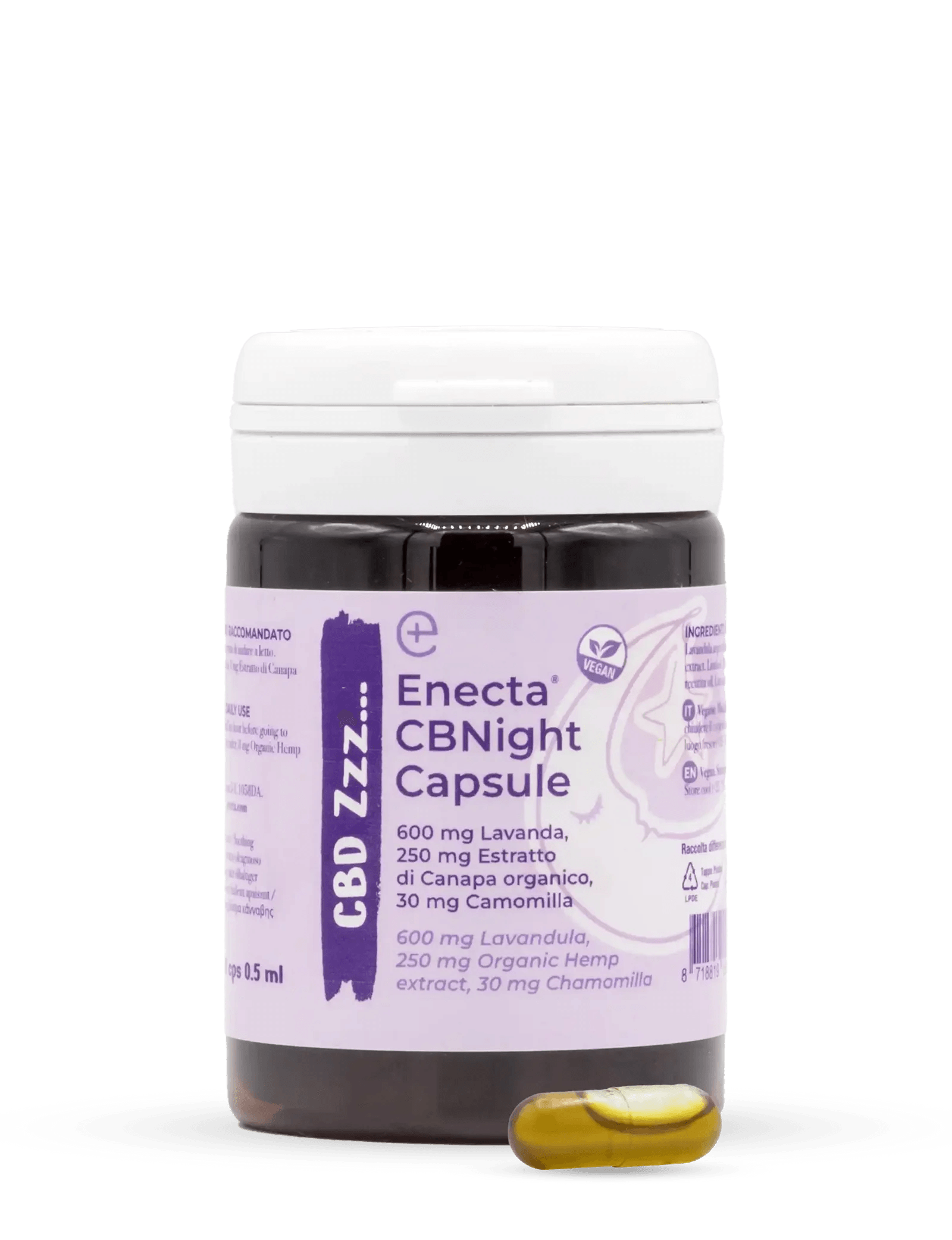 CBNight Sleep Capsules with visible capsule