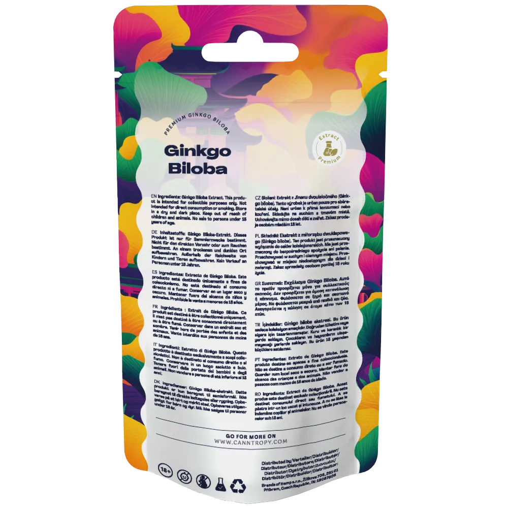 Canntropy Ginkgo Biloba Extract, 24 % flavonoids, 6 % lactones, back