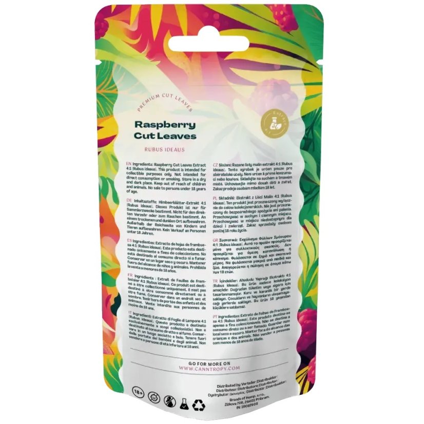 Raspberry Cut Leaves Extract 4:1 (Rubus idaeus) – 5 g at Cannabis Clinics Malta - Back of pouch