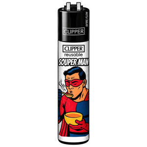 Clipper Classic Large Everyday Heroes Collection refillable lighter featuring Souper Man