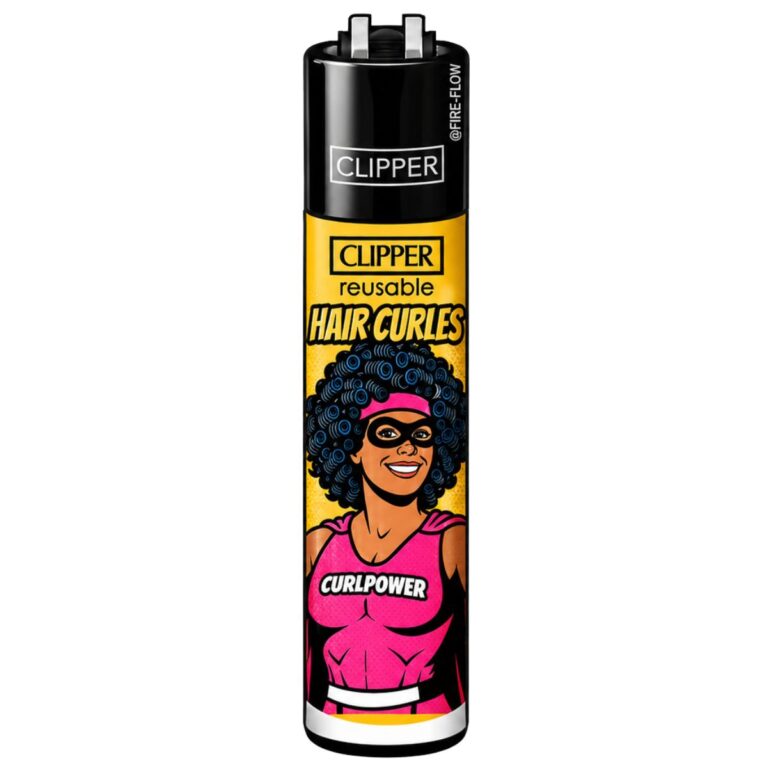 Clipper Classic Large Everyday Heroes Collection refillable lighter featuring Curl Power